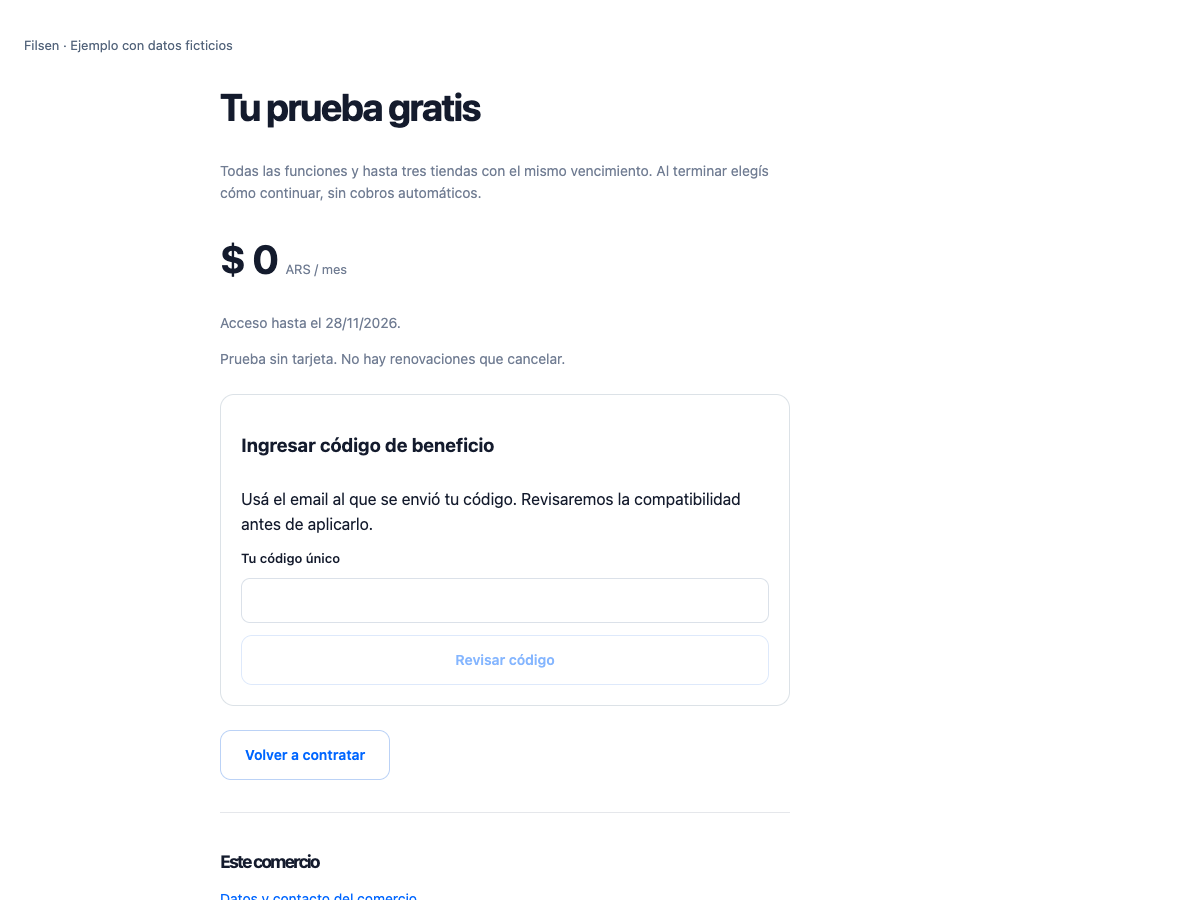 Cómo usar tu código del evento en una cuenta de ejemplo